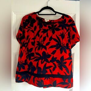 J.Crew Navy and Red floral top